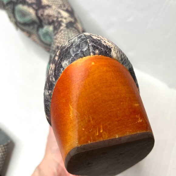 Jeffrey Campbell Rockferry Boots Size 7 Blue Snakeskin Brown Platform Knee High - Picture 16 of 17